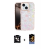 MARSİLYAN™- iPhone 14 Kılıf Odak Prime - Siyah Buffer Hayalet Cam Ekran Koruyucu + PVD Metal Kamera Lens - TU