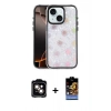 MARSİLYAN™- iPhone 14 Kılıf Odak Prime - Siyah Buffer Hayalet Cam Ekran Koruyucu + PVD Metal Kamera Lens - TU