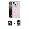 MARSİLYAN™- iPhone 14 Kılıf Odak Prime - Siyah Buffer Hayalet Cam Ekran Koruyucu + PVD Metal Kamera Lens - TU
