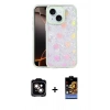 MARSİLYAN™- iPhone 14 Kılıf Odak Prime - Siyah Buffer Hayalet Cam Ekran Koruyucu + PVD Metal Kamera Lens - TU
