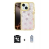 MARSİLYAN™- iPhone 14 Kılıf Odak Prime - Siyah Joko Magic 5D Cam + Yeşil PVD Metal Kamera Lens