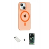 MARSİLYAN™- iPhone 14 Kılıf Pusula Form Özel Seri - Şeffaf 360 Full Body Arka Koruyucu + Diamond Kamera Lens - PE