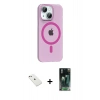 MARSİLYAN™- iPhone 14 Kılıf Pusula Form Özel Seri - Şeffaf 360 Full Body Arka Koruyucu + Diamond Kamera Lens - PE