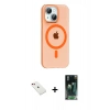 MARSİLYAN™- iPhone 14 Kılıf Pusula Form Özel Seri - Şeffaf 360 Full Body Arka Koruyucu + Diamond Kamera Lens - KI