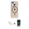 MARSİLYAN™- iPhone 14 Kılıf Pusula Form Özel Seri - Şeffaf 360 Full Body Arka Koruyucu + Diamond Kamera Lens - SABE