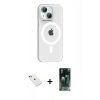 MARSİLYAN™- iPhone 14 Kılıf Pusula Form Özel Seri - Şeffaf 360 Full Body Arka Koruyucu + Diamond Kamera Lens - KI