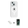 MARSİLYAN™- iPhone 14 Kılıf Pusula Form Özel Seri - Şeffaf 360 Full Body Arka Koruyucu + Diamond Kamera Lens - SABE