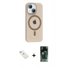 MARSİLYAN™- iPhone 14 Kılıf Pusula Form Özel Seri - Şeffaf 360 Full Body Arka Koruyucu + Diamond Kamera Lens - KI