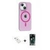 MARSİLYAN™- iPhone 14 Kılıf Pusula Form Özel Seri - Şeffaf 360 Full Body Arka Koruyucu + Diamond Kamera Lens - KI