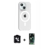 MARSİLYAN™- iPhone 14 Kılıf Pusula Form Özel Seri - Şeffaf 360 Full Body Arka Koruyucu + PVD Metal Kamera Lens - MI