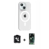 MARSİLYAN™- iPhone 14 Kılıf Pusula Form Özel Seri - Şeffaf 360 Full Body Arka Koruyucu + PVD Metal Kamera Lens - YL