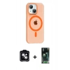 MARSİLYAN™- iPhone 14 Kılıf Pusula Form Özel Seri - Şeffaf 360 Full Body Arka Koruyucu + PVD Metal Kamera Lens - GS