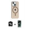 MARSİLYAN™- iPhone 14 Kılıf Pusula Form Özel Seri - Şeffaf 360 Full Body Arka Koruyucu + PVD Metal Kamera Lens - TU