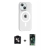 MARSİLYAN™- iPhone 14 Kılıf Pusula Form Özel Seri - Şeffaf 360 Full Body Arka Koruyucu + PVD Metal Kamera Lens - TU