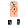 MARSİLYAN™- iPhone 14 Kılıf Pusula Form Özel Seri - Şeffaf 360 Full Body Arka Koruyucu + PVD Metal Kamera Lens - MI