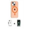 MARSİLYAN™- iPhone 14 Kılıf Pusula Form Özel Seri - Şeffaf 360 Full Body Arka Koruyucu + Shine Kamera Lens - GD