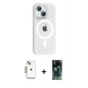 MARSİLYAN™- iPhone 14 Kılıf Pusula Form Özel Seri - Şeffaf 360 Full Body Arka Koruyucu + Shine Kamera Lens - GD