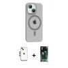 MARSİLYAN™- iPhone 14 Kılıf Pusula Form Özel Seri - Şeffaf 360 Full Body Arka Koruyucu + Shine Kamera Lens - GD