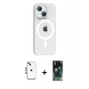 MARSİLYAN™- iPhone 14 Kılıf Pusula Form Özel Seri - Şeffaf 360 Full Body Arka Koruyucu + Shine Kamera Lens - GI