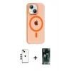 MARSİLYAN™- iPhone 14 Kılıf Pusula Form Özel Seri - Şeffaf 360 Full Body Arka Koruyucu + Shine Kamera Lens - YL