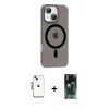 MARSİLYAN™- iPhone 14 Kılıf Pusula Form Özel Seri - Şeffaf 360 Full Body Arka Koruyucu + Shine Kamera Lens - GS