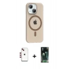 MARSİLYAN™- iPhone 14 Kılıf Pusula Form Özel Seri - Şeffaf 360 Full Body Arka Koruyucu + Shine Kamera Lens - KI