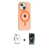 MARSİLYAN™- iPhone 14 Kılıf Pusula Form Özel Seri - Şeffaf 360 Full Body Arka Koruyucu + Shine Kamera Lens - GS