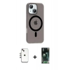 MARSİLYAN™- iPhone 14 Kılıf Pusula Form Özel Seri - Şeffaf 360 Full Body Arka Koruyucu + Shine Kamera Lens - GI