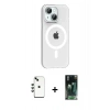 MARSİLYAN™- iPhone 14 Kılıf Pusula Form Özel Seri - Şeffaf 360 Full Body Arka Koruyucu + Shine Kamera Lens - YL
