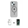 MARSİLYAN™- iPhone 14 Kılıf Pusula Form Özel Seri - Şeffaf 360 Full Body Arka Koruyucu + Shine Kamera Lens - GS