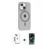 MARSİLYAN™- iPhone 14 Kılıf Pusula Form Özel Seri - Şeffaf 360 Full Body Arka Koruyucu + Shine Kamera Lens - YL