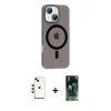 MARSİLYAN™- iPhone 14 Kılıf Pusula Form Özel Seri - Şeffaf 360 Full Body Arka Koruyucu + Shine Kamera Lens - YL