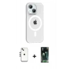 MARSİLYAN™- iPhone 14 Kılıf Pusula Form Özel Seri - Şeffaf 360 Full Body Arka Koruyucu + Shine Kamera Lens - GS