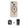 MARSİLYAN™- iPhone 14 Kılıf Pusula Form Özel Seri - Şeffaf 360 Full Body Arka Koruyucu + PVD Metal Kamera Lens - SH