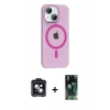 MARSİLYAN™- iPhone 14 Kılıf Pusula Form Özel Seri - Şeffaf 360 Full Body Arka Koruyucu + PVD Metal Kamera Lens - SH