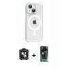 MARSİLYAN™- iPhone 14 Kılıf Pusula Form Özel Seri - Şeffaf 360 Full Body Arka Koruyucu + PVD Metal Kamera Lens - SH