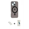 MARSİLYAN™- iPhone 14 Kılıf Pusula Form Özel Seri - Şeffaf Pasifik Cam Ekran Koruyucu + Diamond Kamera Lens - SABE