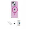 MARSİLYAN™- iPhone 14 Kılıf Pusula Form Özel Seri - Şeffaf Pasifik Cam Ekran Koruyucu + Diamond Kamera Lens - SABE