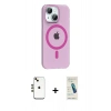 MARSİLYAN™- iPhone 14 Kılıf Pusula Form Özel Seri - Şeffaf Pasifik Cam Ekran Koruyucu + Shine Kamera Lens - GD