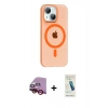 MARSİLYAN™- iPhone 14 Kılıf Pusula Form Özel Seri - Şeffaf Pasifik Cam Ekran Koruyucu + Raze Metal Kamera Lens - KI