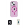 MARSİLYAN™- iPhone 14 Kılıf Pusula Form Özel Seri - Şeffaf Pasifik Cam Ekran Koruyucu + PVD Metal Kamera Lens - MI