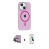 MARSİLYAN™- iPhone 14 Kılıf Pusula Form Özel Seri - Şeffaf Pasifik Cam Ekran Koruyucu + Raze Metal Kamera Lens - MR