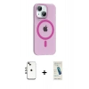 MARSİLYAN™- iPhone 14 Kılıf Pusula Form Özel Seri - Şeffaf Pasifik Cam Ekran Koruyucu + Shine Kamera Lens - GI
