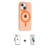 MARSİLYAN™- iPhone 14 Kılıf Pusula Form Özel Seri - Şeffaf Pasifik Cam Ekran Koruyucu + Shine Kamera Lens - GS