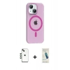 MARSİLYAN™- iPhone 14 Kılıf Pusula Form Özel Seri - Şeffaf Pasifik Cam Ekran Koruyucu + Shine Kamera Lens - YL