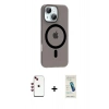 MARSİLYAN™- iPhone 14 Kılıf Pusula Form Özel Seri - Şeffaf Pasifik Cam Ekran Koruyucu + Shine Kamera Lens - KI