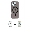 MARSİLYAN™- iPhone 14 Kılıf Pusula Form Özel Seri - Şeffaf Pasifik Cam Ekran Koruyucu + Shine Kamera Lens - MI