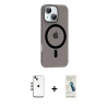 MARSİLYAN™- iPhone 14 Kılıf Pusula Form Özel Seri - Şeffaf Pasifik Cam Ekran Koruyucu + Shine Kamera Lens - GI