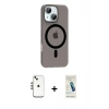 MARSİLYAN™- iPhone 14 Kılıf Pusula Form Özel Seri - Şeffaf Pasifik Cam Ekran Koruyucu + Shine Kamera Lens - GS