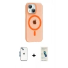 MARSİLYAN™- iPhone 14 Kılıf Pusula Form Özel Seri - Şeffaf Pasifik Cam Ekran Koruyucu + Shine Kamera Lens - MI